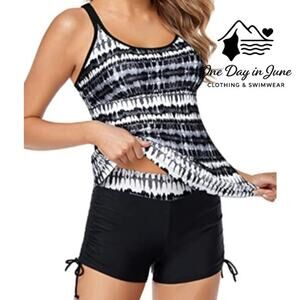 Yonique Plus Size Cage Back Boyshort Tankini Swimsuit Size XXL